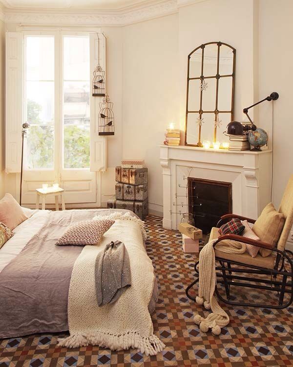дизайн спальни с керамическим полом фото